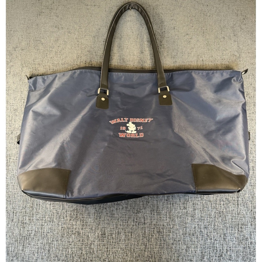 Walt Disney World Mickey Duffel Large Tote Bag 1971 Navy Blue Travel W/ Handles‎
